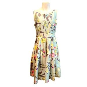 Vintage H&M Floral Print 50s RETRO Style Fit & Flare Occasion Dress Size 12